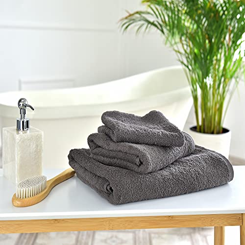 NatureMark 8er Spar-Pack Frottier Handtücher, Handtuch-Set, 50 x 100 cm, Anthrazit grau, 100% Baumwolle