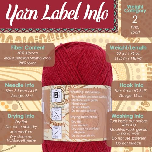 Lana merino de alpaca australiana JubileeYarn hilado premium de tacto suave 4 madejas 4