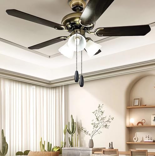 Image of Dotlite 4Pack Black Wooden Ceiling Fan Pull Chain Extender, 12in Decorative Fan String Pulls Extension,3mm Diameter Beaded Chain Pulls Ornaments with Connector