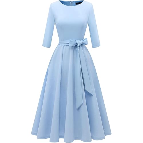 DRESSTELLS Vintage Cocktail Dress for Women, 1950s Tea Party Dresses, Fit Flare Aline Church Dress