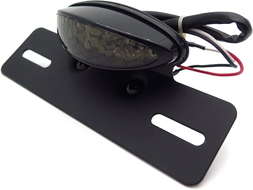 Miniatura 9 de HTTMT Cateye - Luz trasera para placa de matrícula de aleación grande Cafe Racer Bobber motocicleta