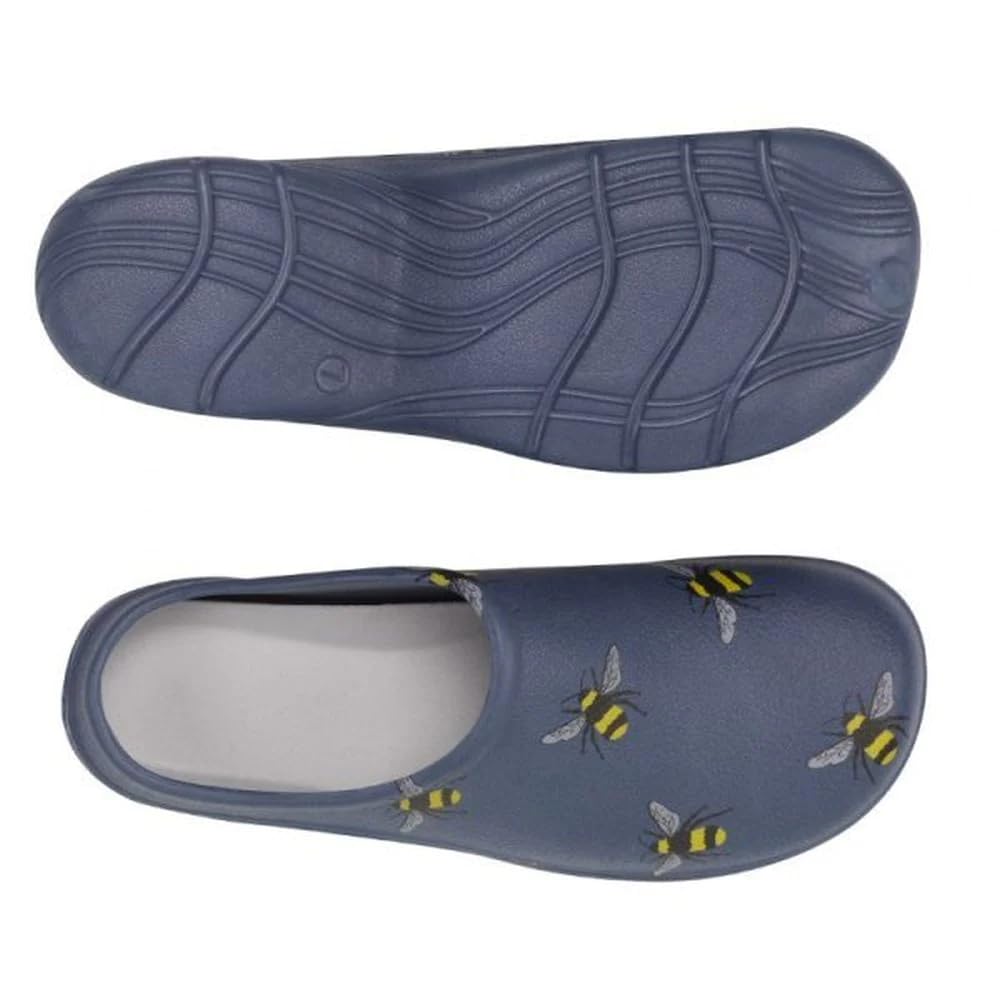 Womens/Ladies Clogs Briers Gardening Shoes Soft Sole Slip On Lightweight UK 4-8 (Navy (Bees), Numeric_7)