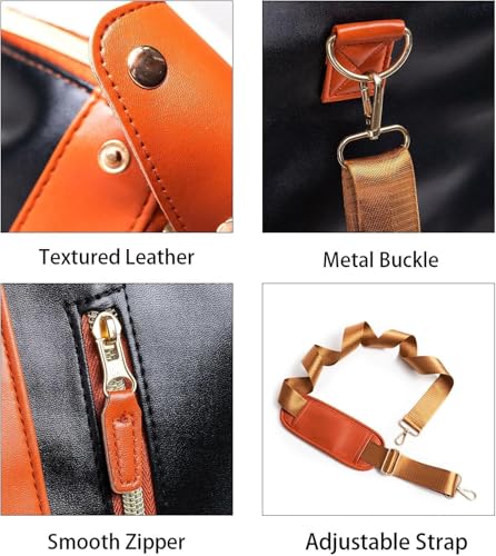 Jenni Bag, PU Leather 2 in 1 Hanging Suitcase Travel Bags, Jenni Bag Travel Bag with Wheels, Convertible Garment Duffel Bag, High Capacity with Shoe Compartment (Black-With pull rod)2