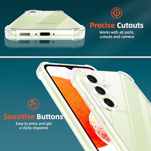 Image of Lustree Back Cover Transparent Case Compatible with Samsung Galaxy A14 5G | Clear + TPU Case with 4 Corner Air Cushion Protection & Camera Protection | Slim& Stylus Cover
