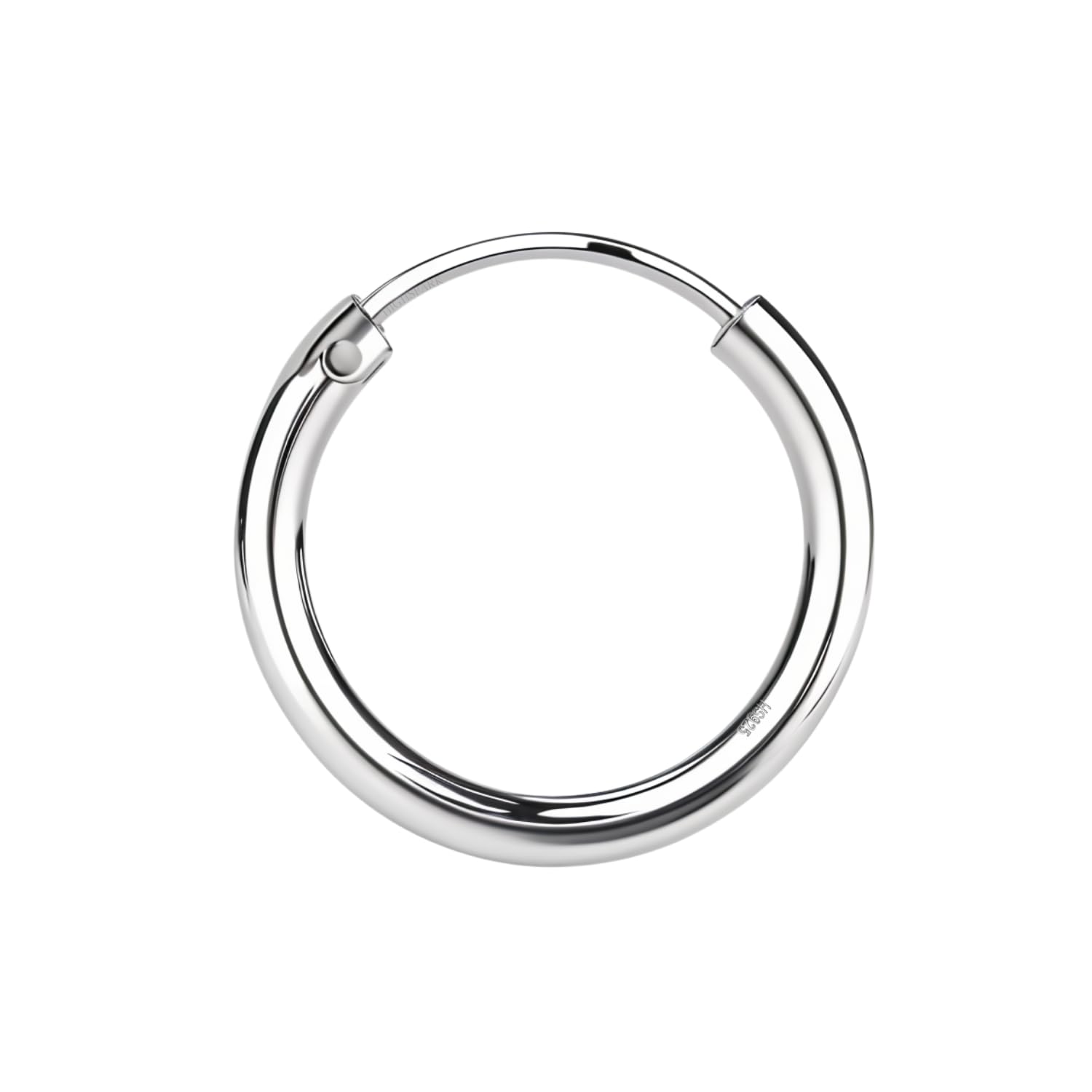 925 Silver Hoop Earring | 92.5 Sterling Silver Round Classic Thick Hoop Gauge 12G ie Thickness 2.0mm | Single Hoop for Men | Silver 12mm