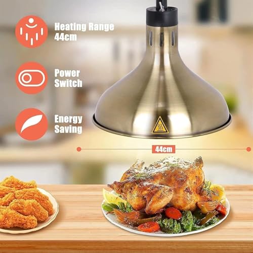 Lampe chauffante suspendue et rétractable en acier pour buffet de restaurant - 4