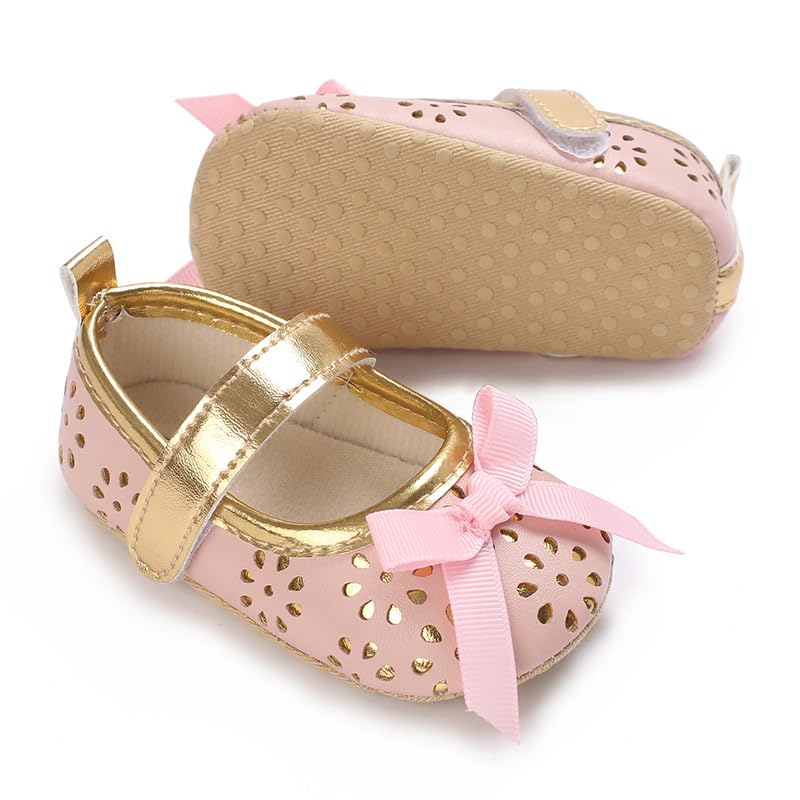 Newborn Baby Girls Infant Soft Sole Mary Jane Bowknot Pu Leather Shoes Moccasins Baptism Christening Crib Shoes Flats2