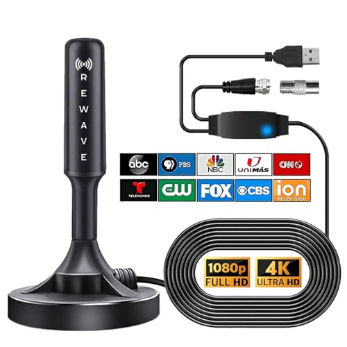 Rewave Antena Upgraded Version Rewave TV Antenna Signal Booster Coverage Up to 800 Miles Amplified Hd Digital TV Antenna Supports 4K Indoor Full HD Smart TV (Updated Version)