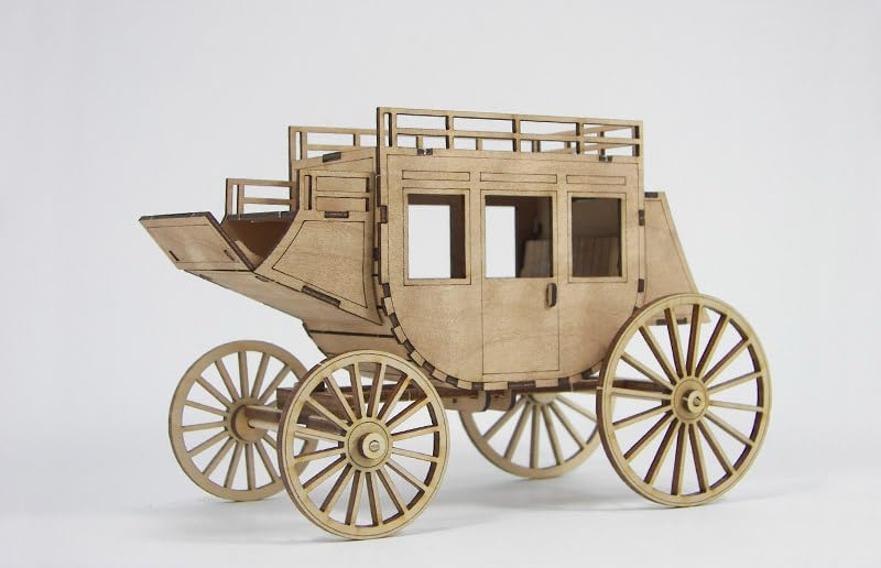 영공방 Youngmodeler Hobby Wooden Model Kit – Western Wagon, Classic Stagecoach DIY for Display & Craft