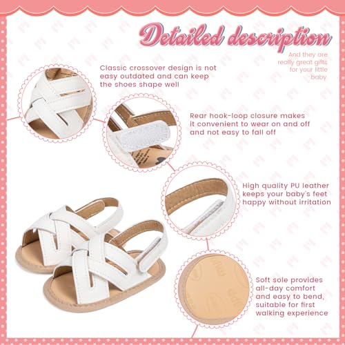 Image of Meckior Infant Baby Girls Boys Summer Sandals Open Toe Lace Princess Dress Wedding Flats Shoes Newborn Toddler Soft Non-slip Sole First Walker Crib Shoes