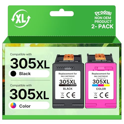 Prodoki 305 XL Cartouche d'encre Remplacement pour HP 305 XL Noir et Couleur Cartouche pour HP 305 305XL pour HP DeskJet 2820E 4220E 2720E 2700 2720 2700E 2723E 2800E Envy 6000 6032E 6432E 6020E