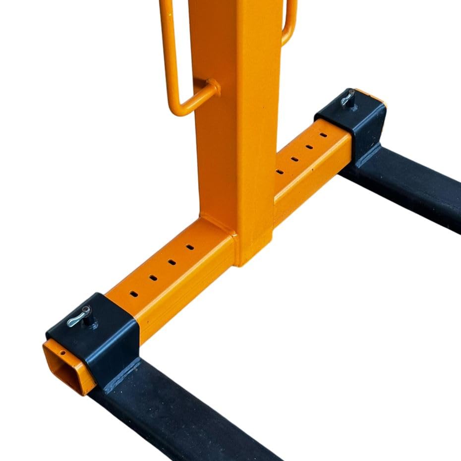 HMT Krangabel 1500 KG Tragkraft, manueller Gewichtsausgleich, 1100-1700 mm Höhe einstellbar, Ladegabel, Palettengabel, Ladegabel für Kran, Palettengabel für Kran, Farbe Orange