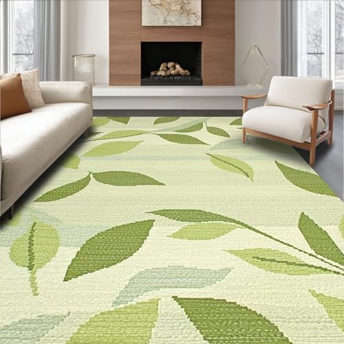 Flatwoven High Traffic Area Rug 8x10, Nature Inspired Leaf Motif