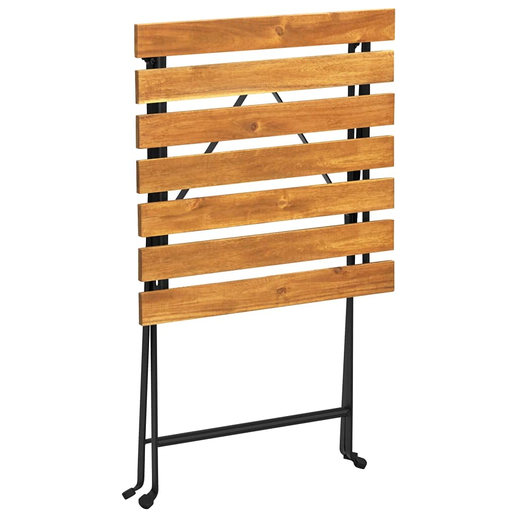 Tavolo da bistrot pieghevole in legno di acacia massiccio, 55 x 54 x 71 cm, tavolo da giardino con gambe in acciaio per stabilità, ideale per bevande e cibi all'aperto