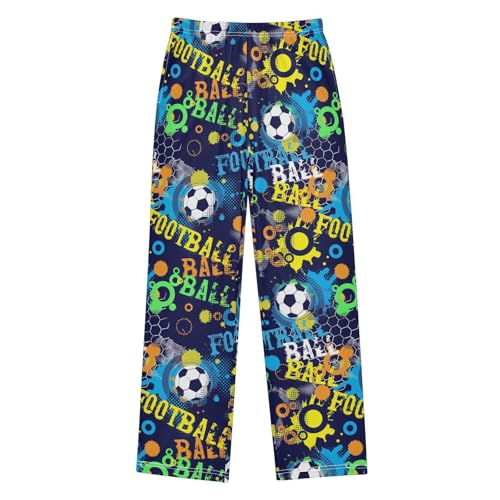 ZZXXB Football Graffiti Boys Long Pants Soft Trousers Elastic Waist Kids Lounge Bottoms with Pockets S-XL