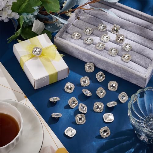 MAYJOYDIY 30 Pcs Square Rhinestone Crystal Buttons - Image 4
