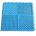 wiiiw 9 Pack Interlocking Rubber Floor Tiles Soft Non-Slip Outdoor Shower Mat with Drainage Holes for Slippery Areas, 12"×12" Blue