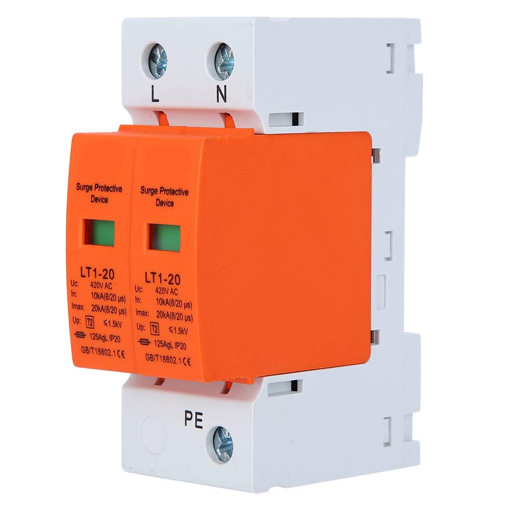 DC Solar PV Surge Protection Device Orange Arc Module, LT1-20, 2P 420VDC 20KA, 35 mm DIN rail mounting