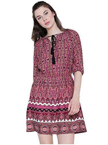 Image of Sera Fushia Patterned Shift Dress