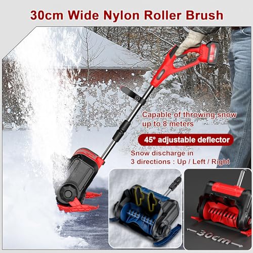 Souffleuse à neige sans fil 21 V, largeur 30 cm, direction réglable 45°, pliable terrasse allée