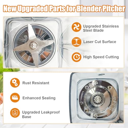 Image of Pure Realm 64oz Replacement Container for Vitamix blender pitcher,BPA-Free Mixing Cup with Stainless Steel Blade, Compatible with 5200, 5000, 6000, 6300, E310, A2300, VM0101 etc, Dishwasher Safe
