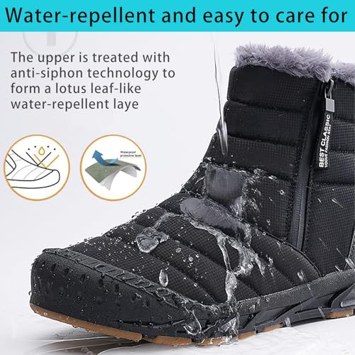 Mens Winter Warm Snow Boots Fur Lined Anti-Slip Waterproof Winter Shoes Retro Anti-Collision Round Toe Zipper Closure Slip on Outdoor Boot2