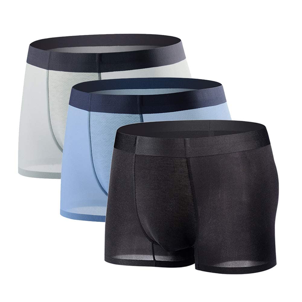 Mutandine boxer trasparenti traspiranti sexy da uomo in seta di ghiaccio