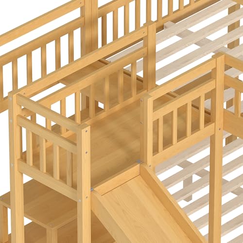 Image of Bellemave Bunk beds Full Over Full with Storage Stairs,Two Placement Methods,House bunk Bed, White