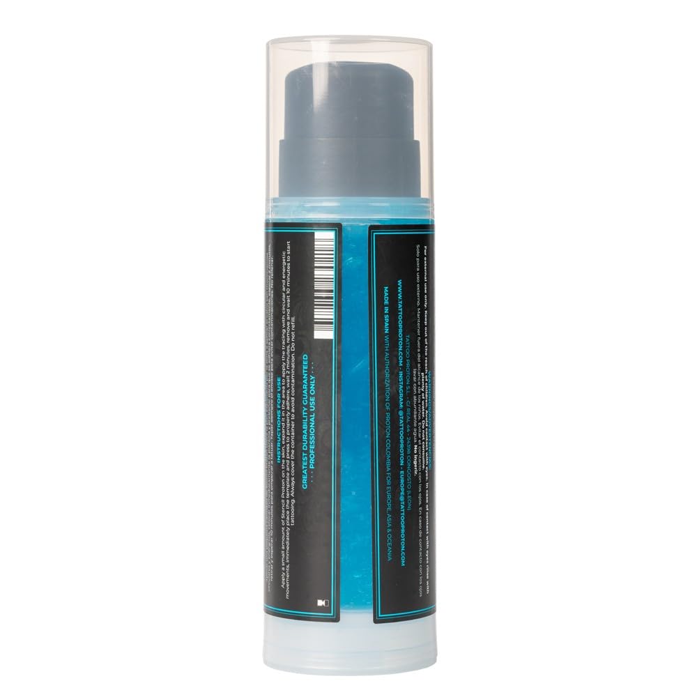 Proton Professional Stencil Primer Azul AIRLESS SYSTEM - 250ml / 8.5 Oz. Gel transferencia tatuajes maxima adherencia.. Stencil Tattoo