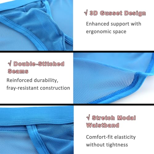 Men's Underwear Sexy Mesh See Through Boxer Briefs Low Rise Cool Hollow Lingerie Boxers Trunks3
