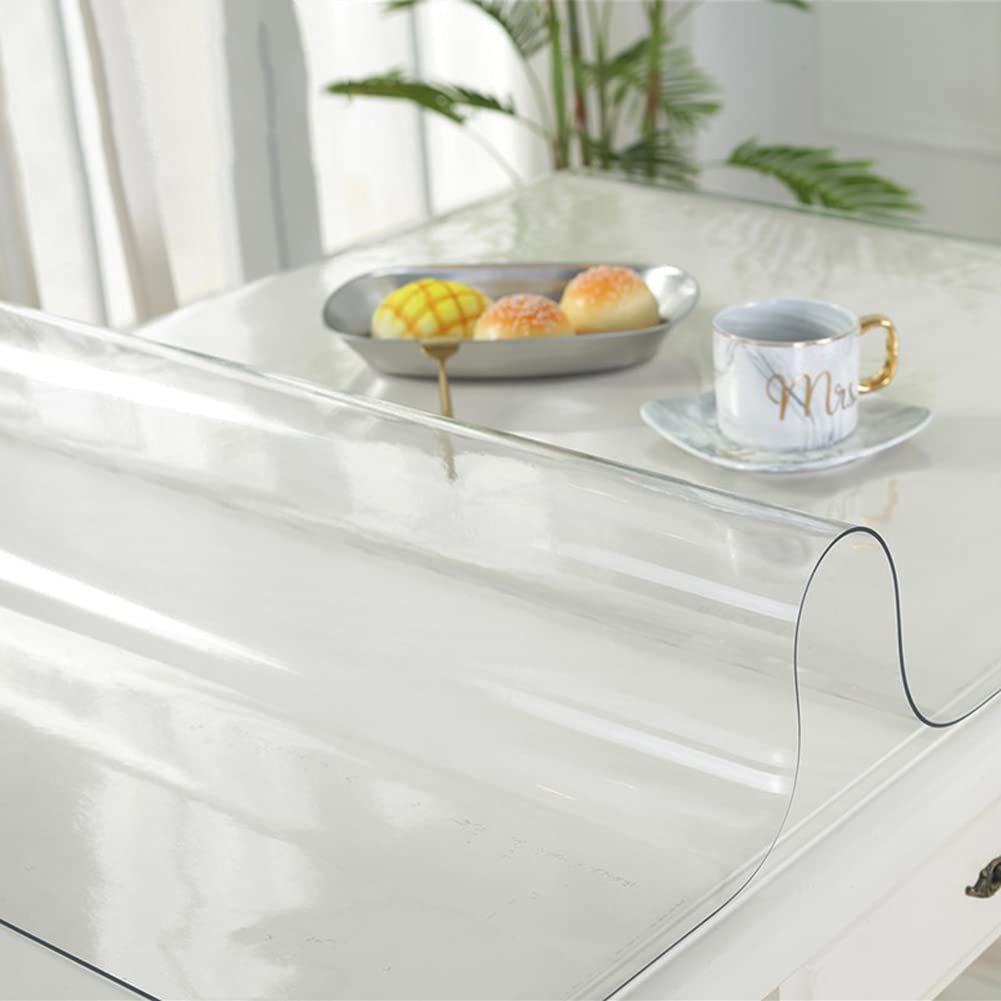 Tovaglia Trasparente Lavabile Con Orlo, Grigio, 100x140 Cm, Spessore 0,5 Mm, In Plastica Resistente, Effetto Loto, Antiscivolo, Per Interni Ed Esterni, Protezione Tavolo Da Graffi E Macchie