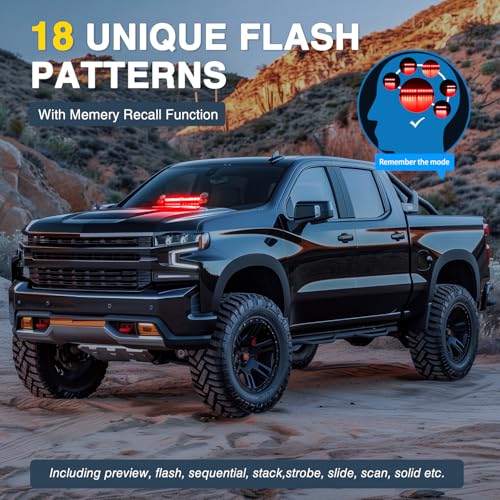 Image of Nilight 12LED Traffic Advisor Strobe Light Bar Red Hazard Safety | Emergency Warning Dash Front /Rear Windshield Flashing Lights for Cars Trucks Police Firefighter Plow Construction Vehicles