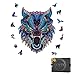 EVTI Puzzle Bois Animaux (Loup) -Puzzle Adulte et Enfant 200pcs- Puzzle Animaux Bois Unique - Jeu en Bois Adulte- Puzzles 3D et Casse tête Bois - Idée Cadeau Fille garçon pour Anniversaire et Noel