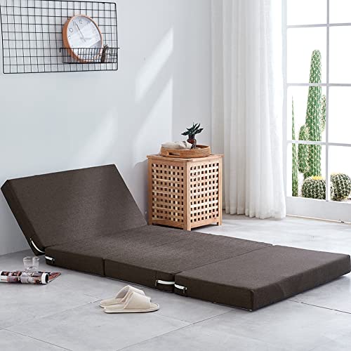 Portable Foldable Foam Futon Bed - Removable Cover, Non-Slip Base, 200cm Long, Space-Saving Single Mattress for Guests, Ideal Floor Bed for Small Rooms