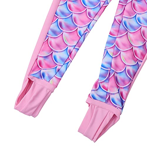 Image of TFJH E Girls Long Sleeve One Piece Swimsuit UPF 50+ Front Zipper Rash Guard Stirrup for Beach