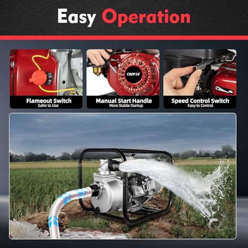 Image of WP-30 Water Pump | 6.5 HP, 4 Stroke Advanced Technology 196 CC Petrol Engine With 3600 RPM | Ideal for Agricultural, Farming, Irrigation, Draining Construction, Cleaning And Gardning