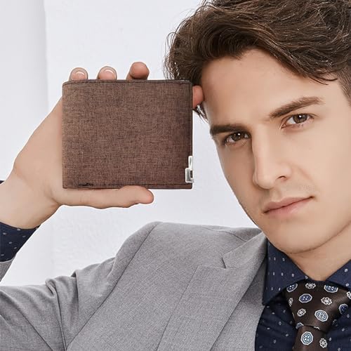 Mens Slim Wallet, Denim Fabric Men's Wallet Minimalist Wallet for Men, Mens Bifold Wallet Small Wallet for Teen Boys, Portable Credit Card Wallet for Work, Shopping (Jet Black) 6