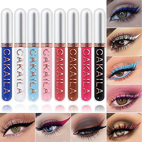 8 Color Colored Liquid Eyeliner Colorful Pen Set,Neon Green Purple White Blue Black Rainbow Colorful Matte Liquid Eyeliner Set Eye Liners for Women Waterproof Pencil delineadores de colores para ojos