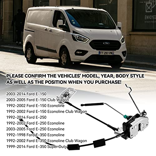 Image of SYERAL Door Latch Assembly w /Cable & Rod Right Side Rear Cargo Door Compatible with 1992-2014 E-150 E-250 Club Wagon Econoline Club Wagon 6C2Z-15431A02-AA, 8C2Z-15431A02-C