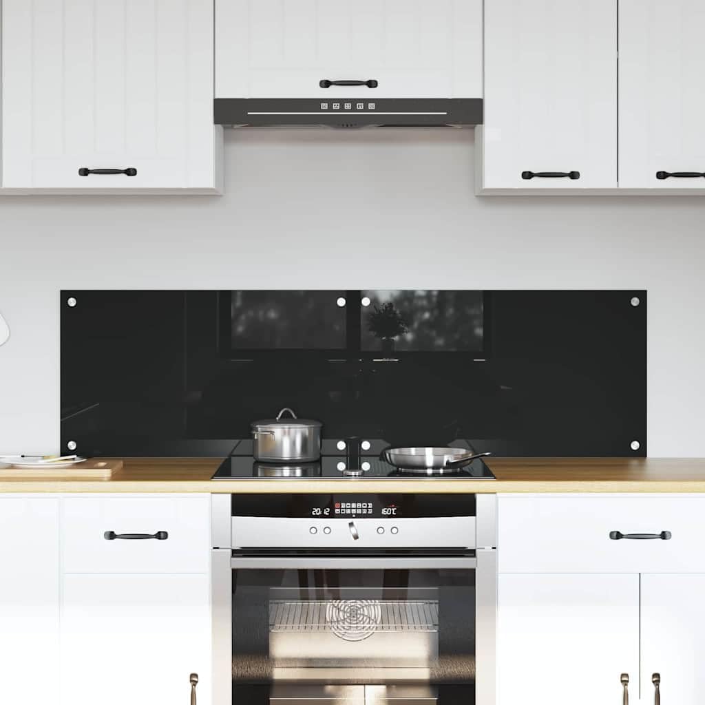 Solivagant Küchenrückwand 2 pcs Schwarz 70 x 40 cm Gehärtetes Glas, Küche Esszimmer,Küchenhelfer -utensilien, 12.6 kg-3415542