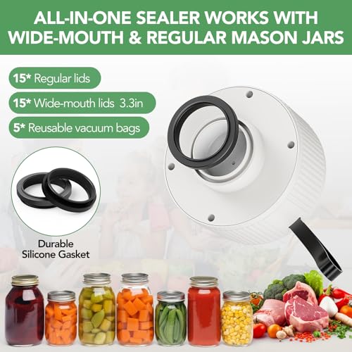 Machine scellage sous vide bocal Mason électrique et 35 accessoires de stockage sec - 5