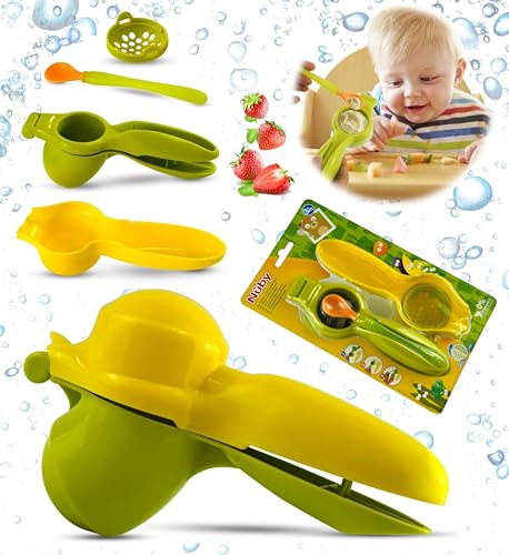 Triturador de alimentos para bebés, mango de agarre suave, triturador de verduras, prensa de alimentos para bebés, prensa de verduras reutilizable, esencial para comer para niños pequeños, triturador