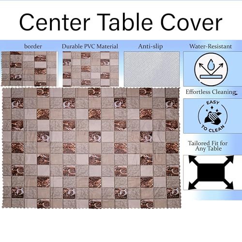 Image of Dakshya Industirs PVC Waterproof Table Cover 36x54 Inch Floral Printed Center Table Cover Washable Plastic Table Sheet Oilproof Dining Table Cover for Coffee Table Living Room Home (Classic Floral)