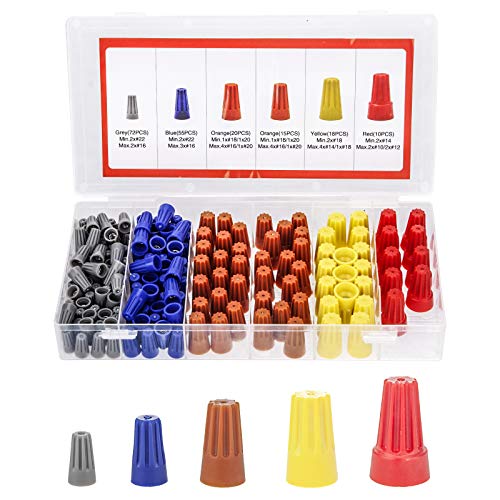 Maexxna 190pcs Wire Nuts Assortment Kit, Electrical Wire Connectors Screw Terminals with Spring, Colorful Insert Twist Nuts Caps for Line Connection