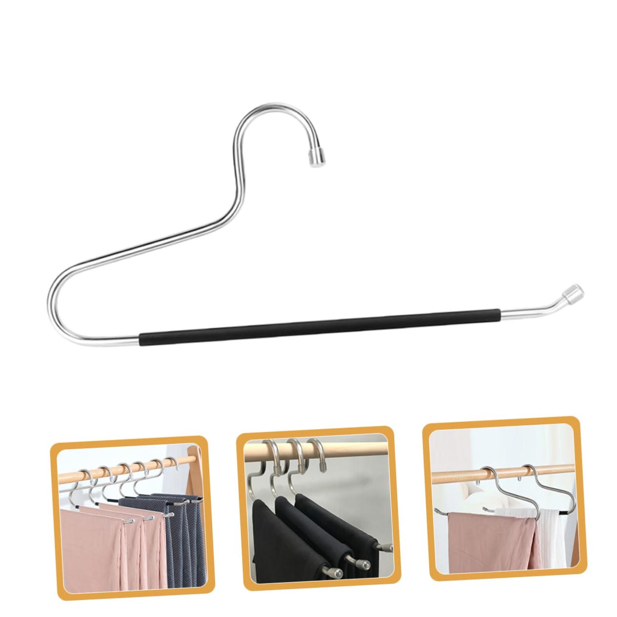 HOOTNEE 6pcs Non Slip Pants Hangers Closet Organizer for Trousers Scarves Accessories Space Saving Design for Neat and Tidy Wardrobe