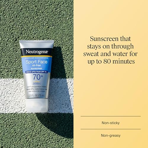 Neutrogena Sport Face Sunscreen Lotion SPF 70+ Oil Free Sweat and Water-Resistant Broad Spectrum UVA UVB Protection Oxybenzone-Free for Active Lifestyles, 2.5 fl oz - image 2