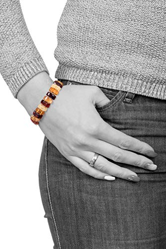 AMBERAGE Natural Baltic Amber Stretch Bracelet for Women - Hand Made from Polished/Certified Baltic Amber Beads3