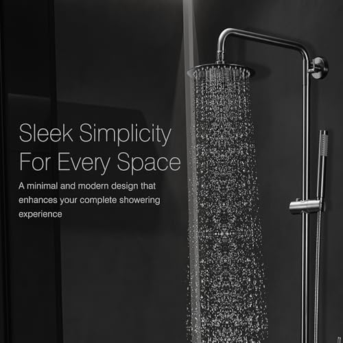 Image of Hindware Italian Collection Integrated Shower Console with Hand Shower, Overhead Shower & Bath Spout | Wall Mount Installation | Made of SS | Gun Metal Finish | Slim Lever Operated | Evinco Range