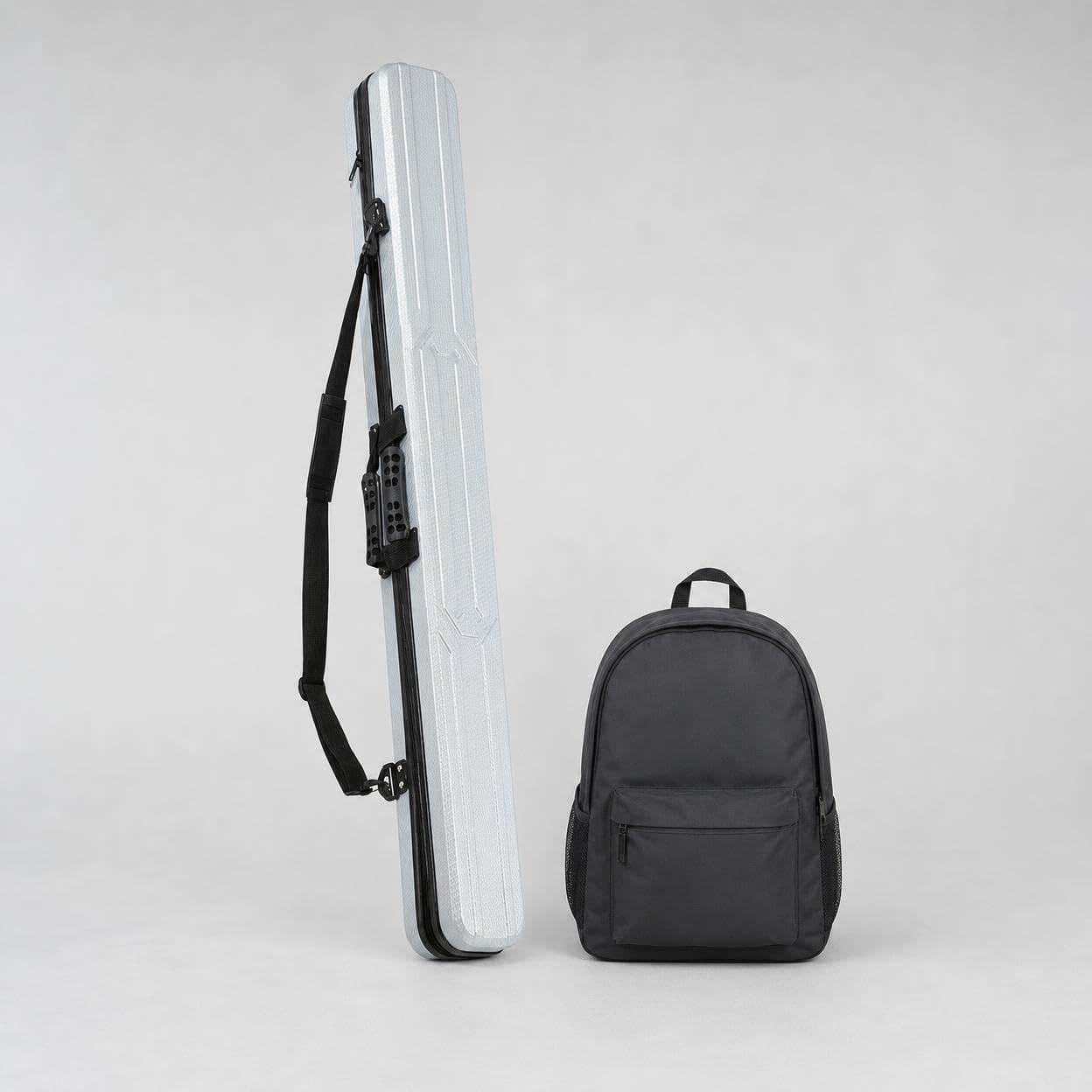 Baoblaze Contenitore per Canna da Pesca Custodia Borsa Tubo Astuccio con a Zip Interni con Cinghie Manico E Tracolla per Trasporto PC+, silver, silver