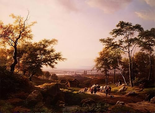 Cuadro en lienzo artístico de alta calidad, Paisaje del Reno de Koekkoek, 60x90cm